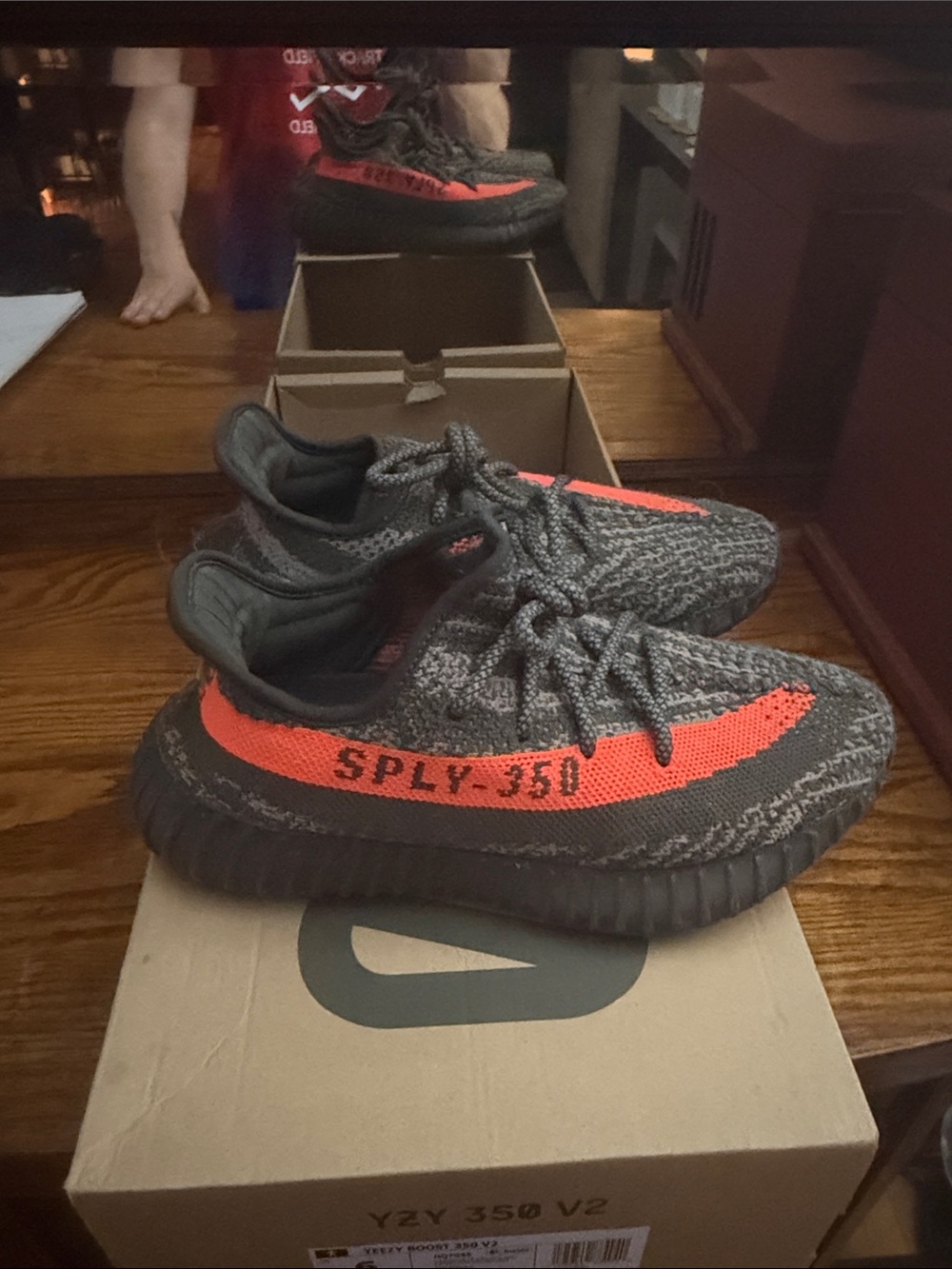 Yeezy Boost 350 V2 Kids - Grey with Orange Stripe